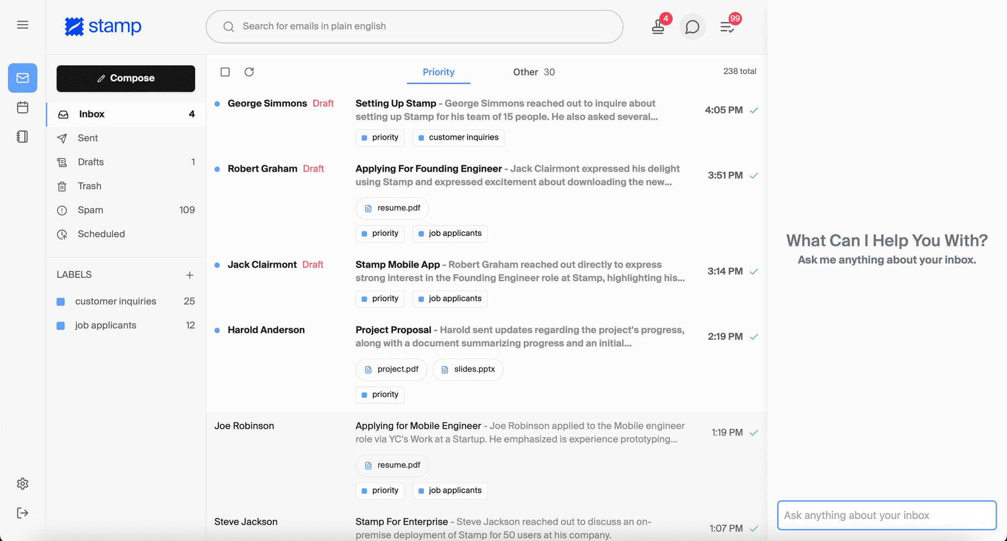 Stamp - the AI Native Email Client Demo Video.