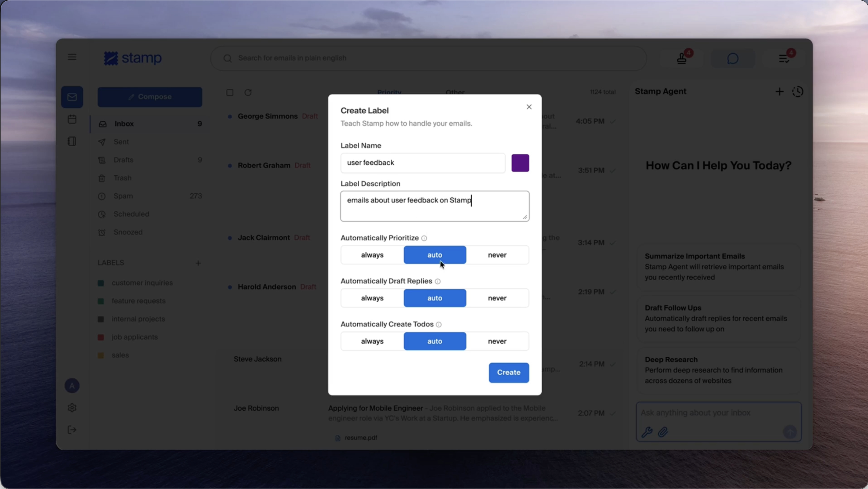 The Best AI Email Clients in 2026: Rather than relying on brittle keyword filters or organization UIs, Stamp provides AI Labels that allow you to sort emails with plain english descriptions. You can also teach Stamp how to handle each email in a particular label, ensuring Stamp acts precisely the way you would.
